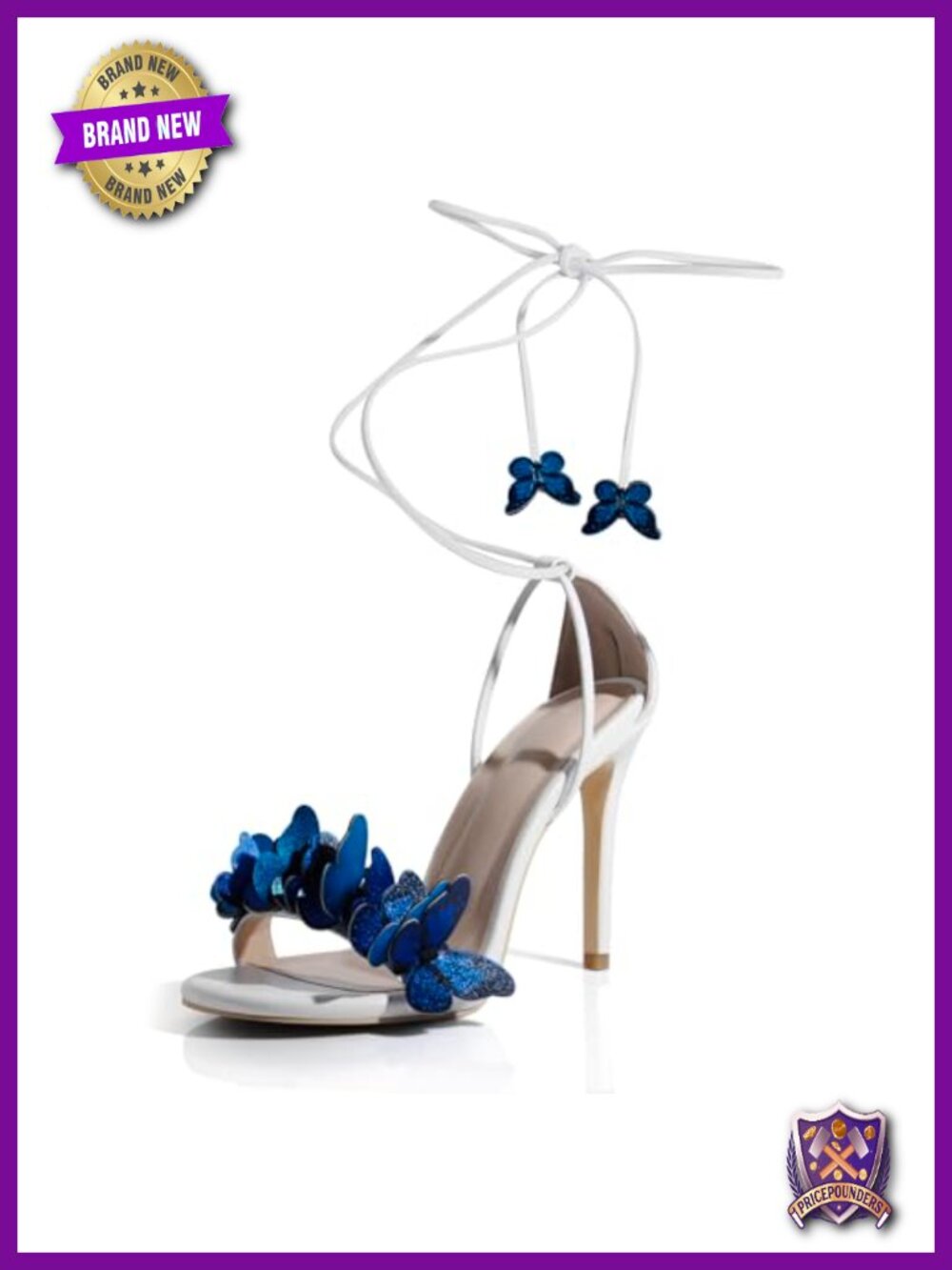 Stiletto Heel Sandals with Butterfly Decorations Lace Up Summer Dress Heels